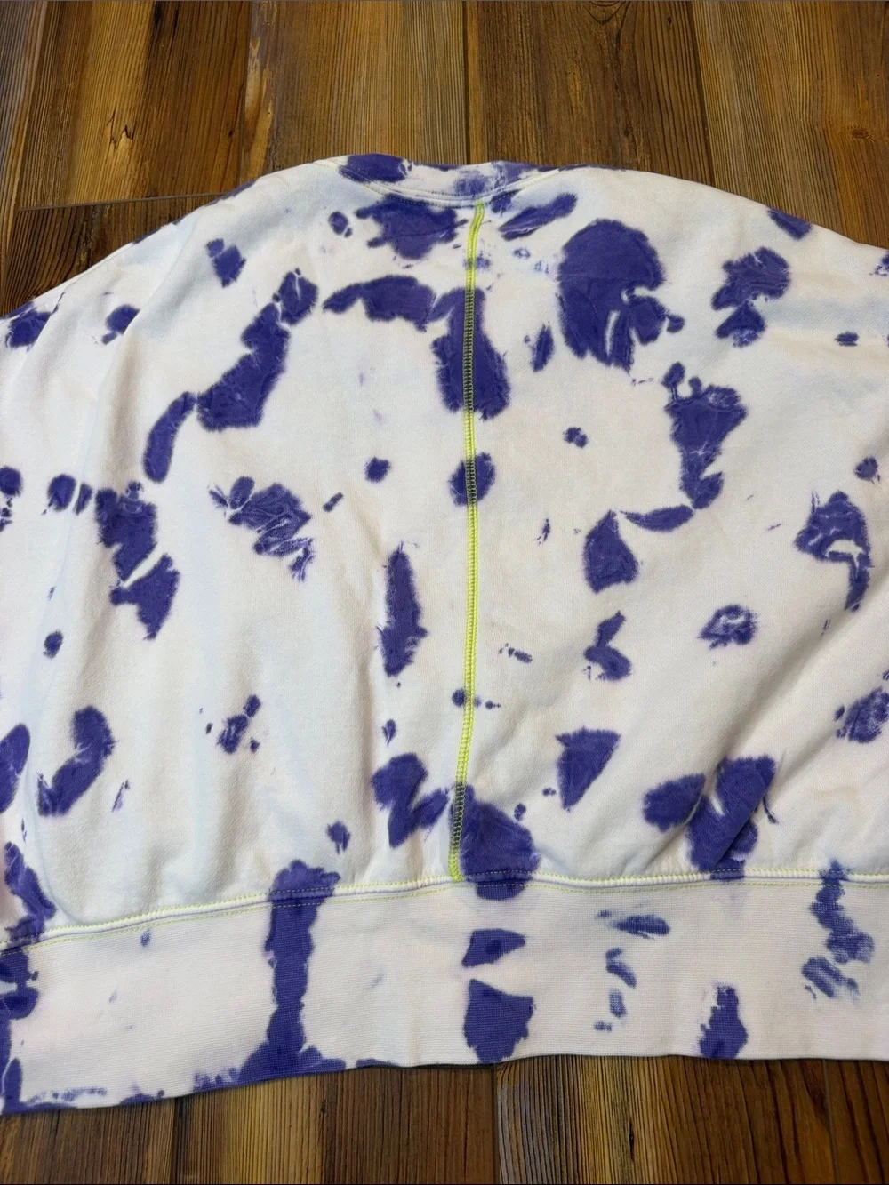 Nike Purple White Tie Dye Cropped Oversized Sweatshirt Neon Stitching